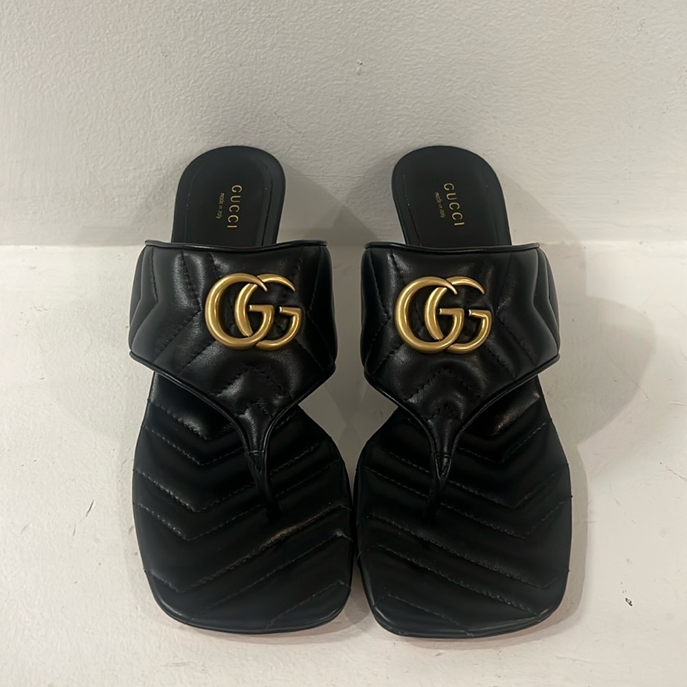 Black quilted thong sandals from Gucci size 40 NEW without the box - Picture 4 of 11